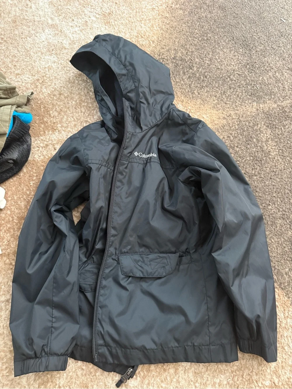 Columbia Black Hooded Kids Raincoat